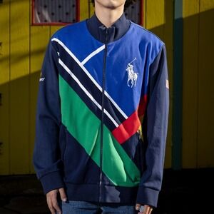 NWT Polo Ralph Lauren US Open Ball Boy Big Pony Colorblock Track Jacket Navy XL